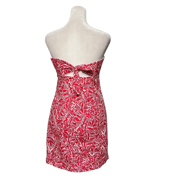 Lilly Pulitzer Franco Punch Pink Tropical Print Strapless Dress Size 2 - Picture 4 of 6